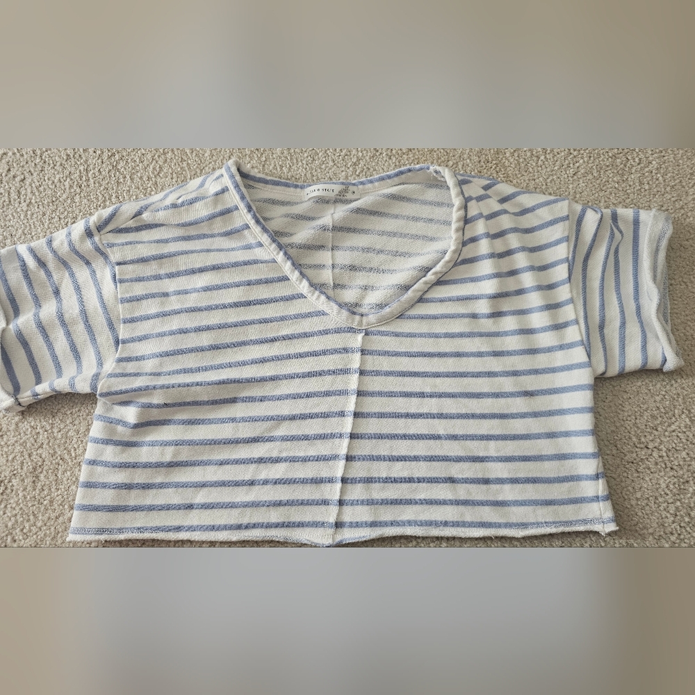 Altar'd State SYLVIE Blue and White Striped Tee MEDIUM - Picture 8 of 9